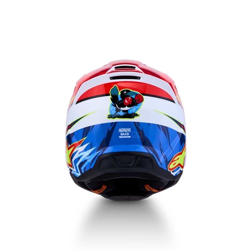 Cască motocross Alpinestars S-M3 Falcon roșu-alb fluo