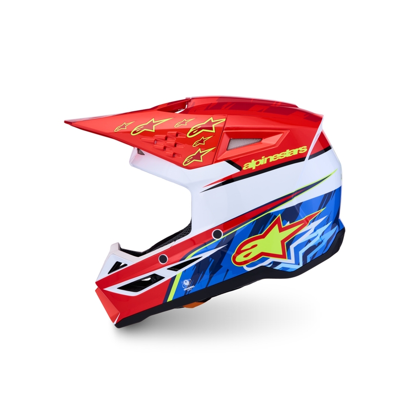 Cască motocross Alpinestars S-M3 Falcon roșu-alb fluo
