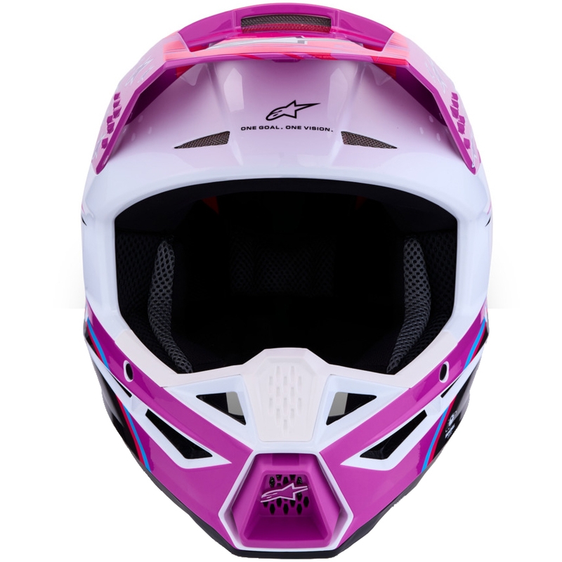 Cască motocross Alpinestars S-M3 Falcon violet-alb-roz fluo