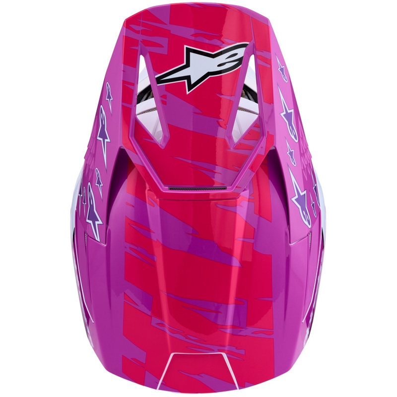 Cască motocross Alpinestars S-M3 Falcon violet-alb-roz fluo