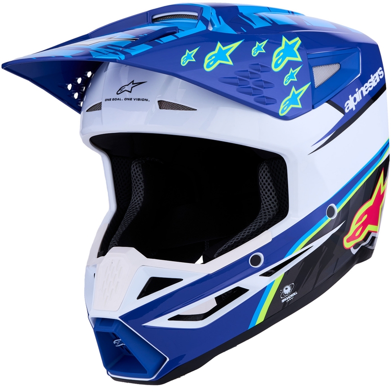 Cască motocross Alpinestars S-M3 Falcon albastru-alb-negru