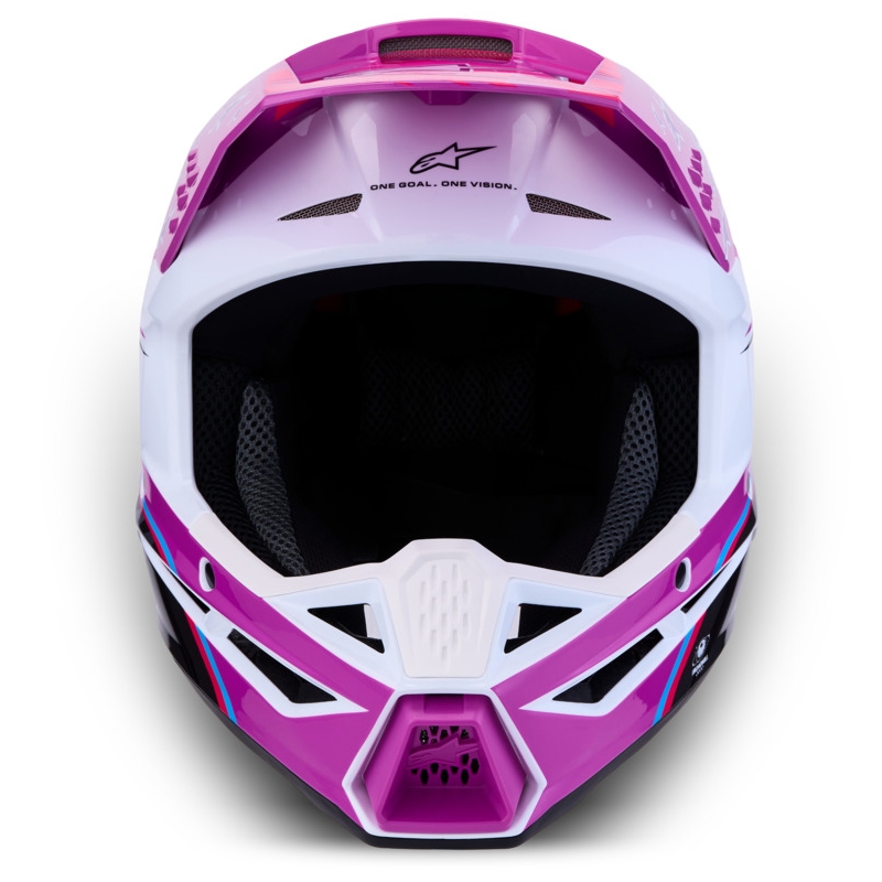 Cască motocross Alpinestars S-M3 Falcon pentru copii, violet-alb-negru