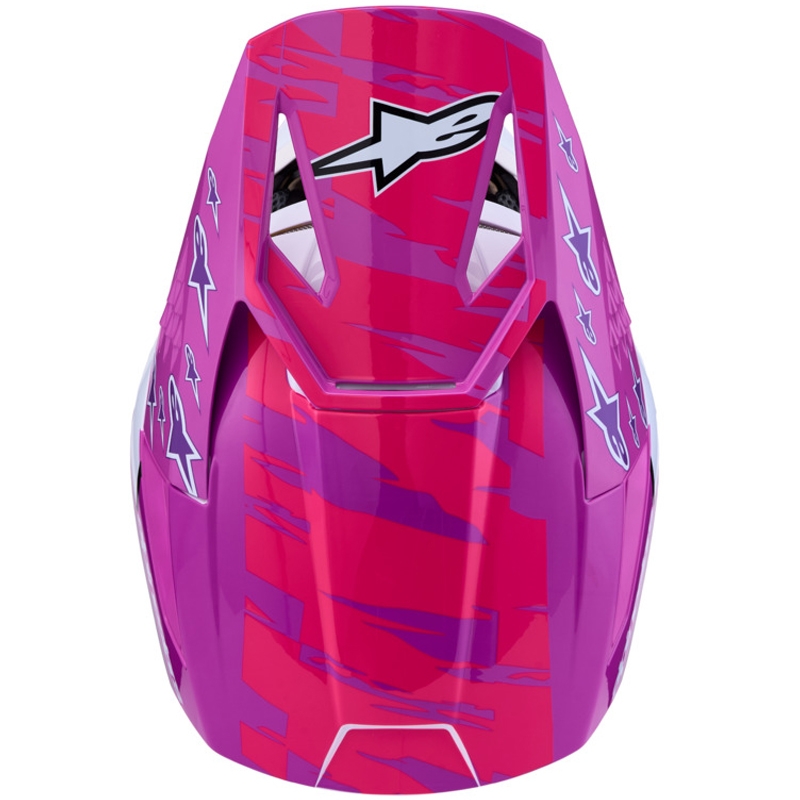 Cască motocross Alpinestars S-M3 Falcon pentru copii, violet-alb-negru