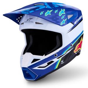Cască motocross Alpinestars S-M3 Falcon pentru copii, albastru-alb-negru