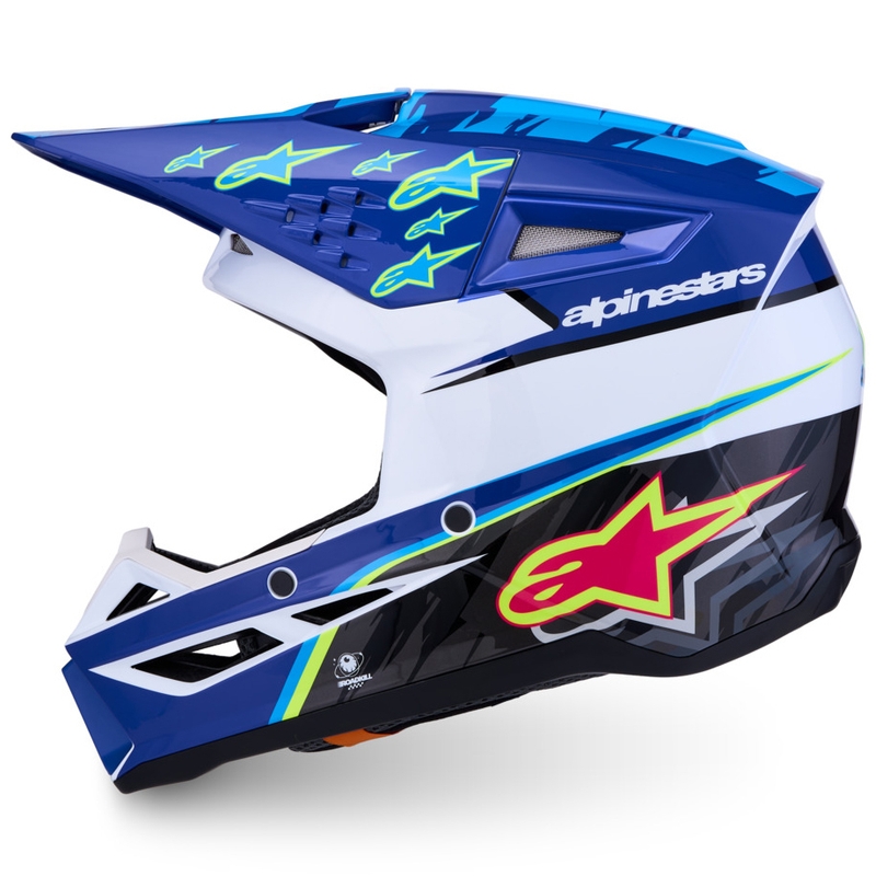 Cască motocross Alpinestars S-M3 Falcon pentru copii, albastru-alb-negru