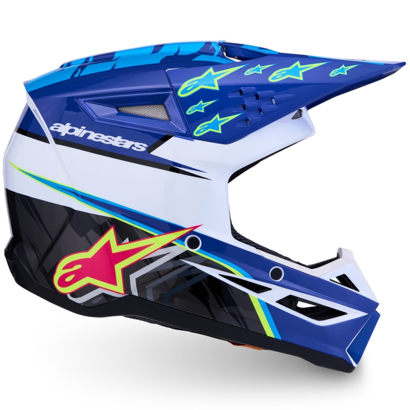 Cască motocross Alpinestars S-M3 Falcon pentru copii, albastru-alb-negru