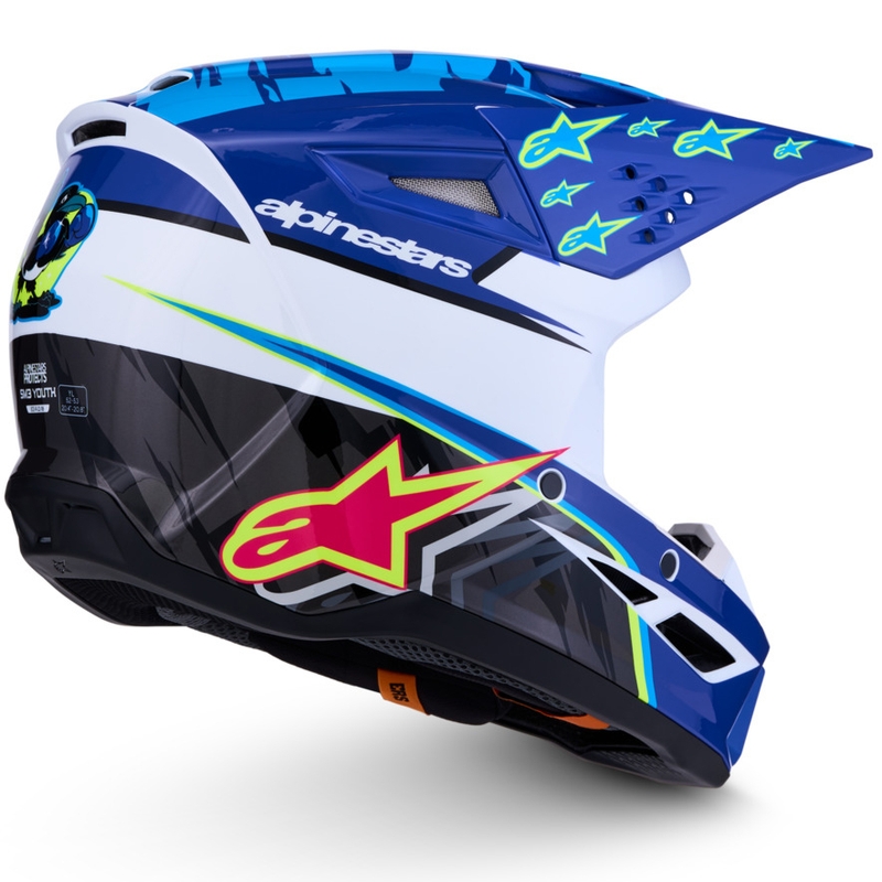 Cască motocross Alpinestars S-M3 Falcon pentru copii, albastru-alb-negru