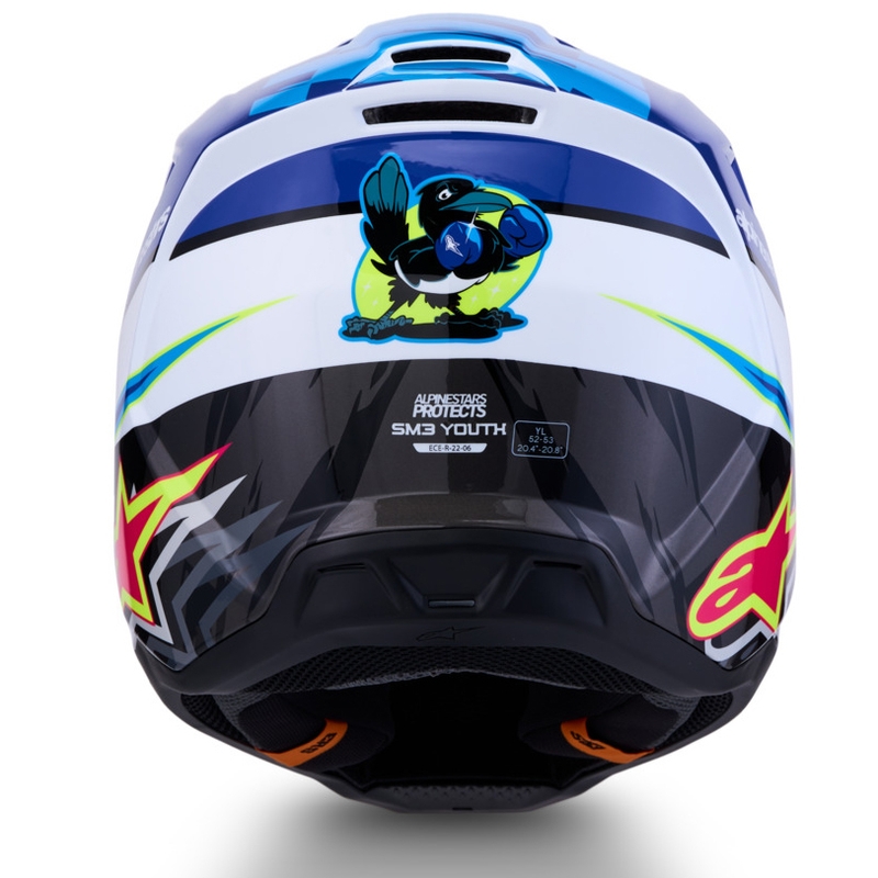 Cască motocross Alpinestars S-M3 Falcon pentru copii, albastru-alb-negru
