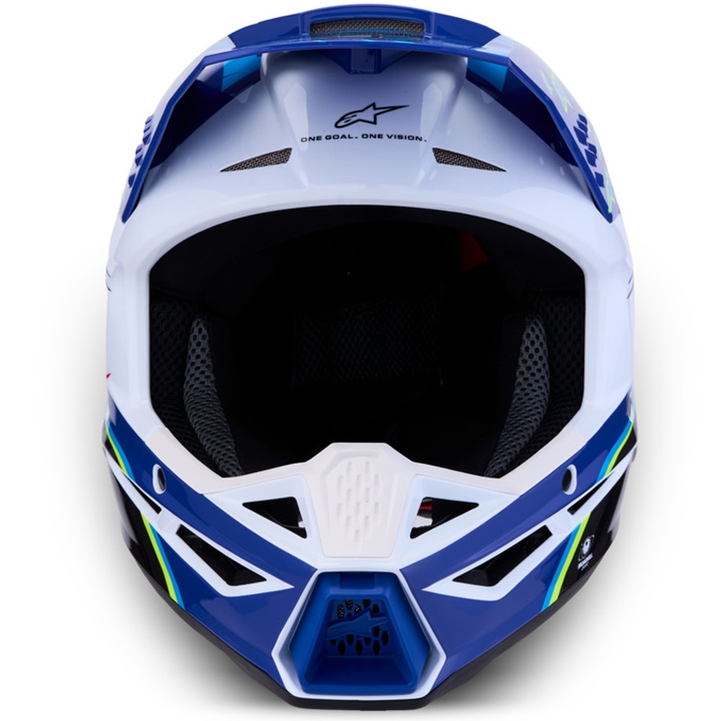 Cască motocross Alpinestars S-M3 Falcon pentru copii, albastru-alb-negru