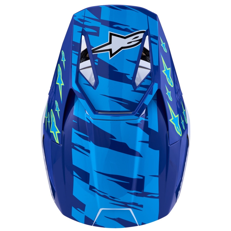 Cască motocross Alpinestars S-M3 Falcon pentru copii, albastru-alb-negru