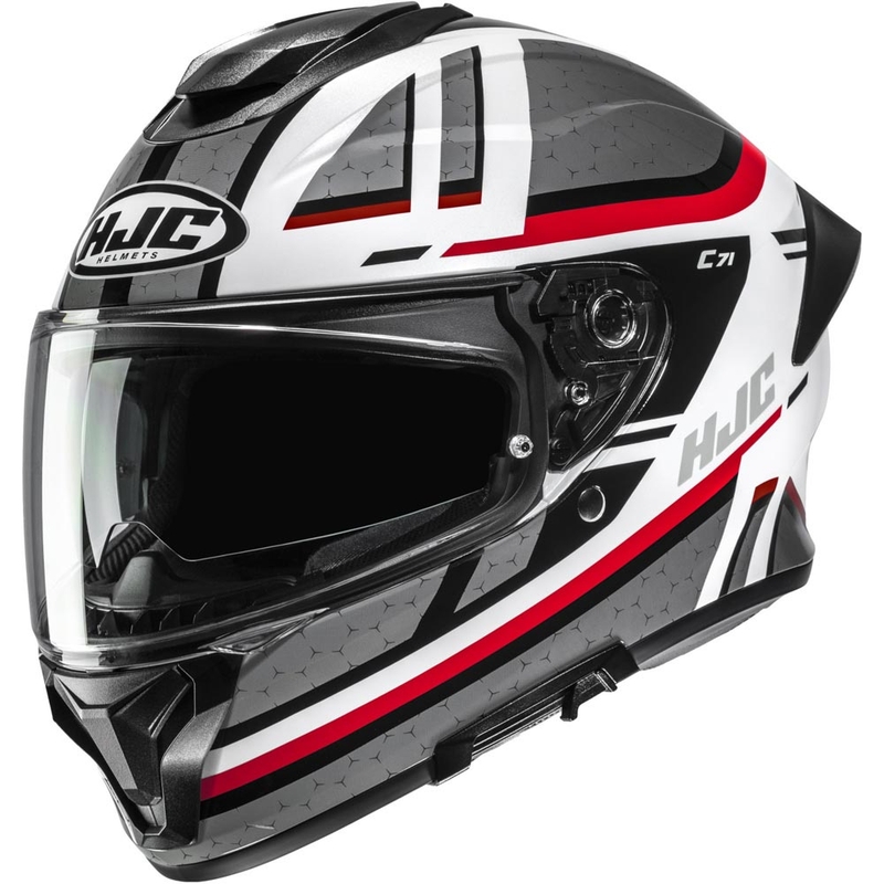 Cască integrală pentru motocicletă HJC C71 Novah MC1 gri-alb-roșu