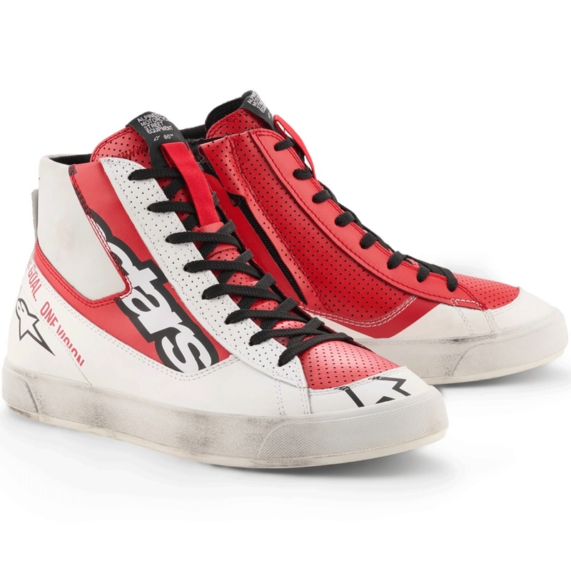 Ghete moto Alpinestars Stated Flair alb-roșu