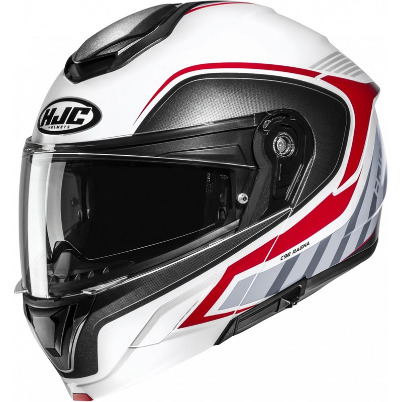 Cască de motocicletă pliabilă HJC C92 Ragna MC1 alb-gri-roșu