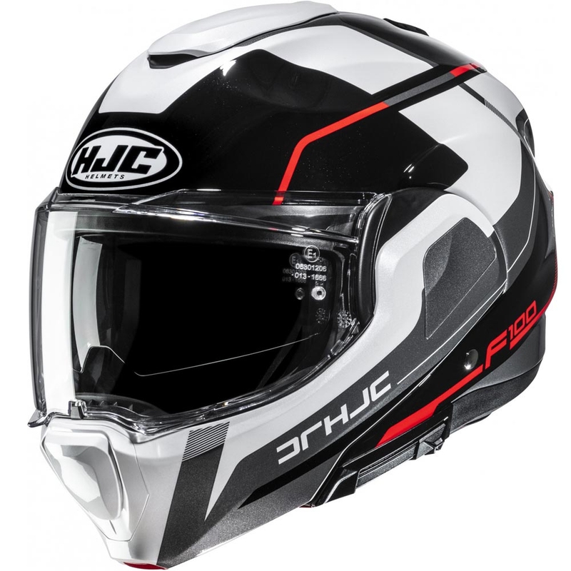 Cască de motocicletă pliabilă HJC F100 Astra MC1 negru-alb-roșu-gri