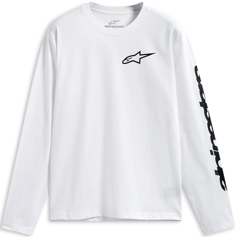 Tricou cu mânecă lungă Alpinestars Trackside CSF alb-negru