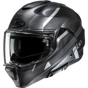 Cască de motocicletă pliabilă HJC F100 Carbon Askan MC5SF negru-gri-argintiu