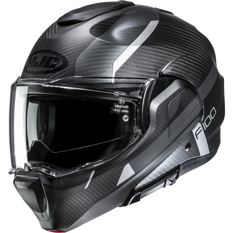 Cască de motocicletă pliabilă HJC F100 Carbon Askan MC5SF negru-gri-argintiu
