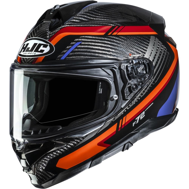 Cască integrală pentru motocicletă HJC F72 Carbon Kairo MC8 negru-portocaliu-roșu-violet