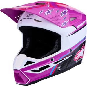 Cască motocross Alpinestars S-M3 Falcon pentru copii, violet-alb-negru