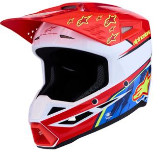 Cască motocross Alpinestars S-M3 Falcon roșu-alb fluo