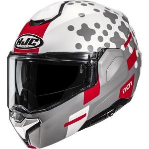 Cască de motocicletă pliabilă HJC i101 Astel MC1 alb-gri-roșu