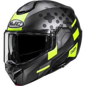 Cască de motocicletă pliabilă HJC i101 Astel MC3HSF negru-gri-galben fluo
