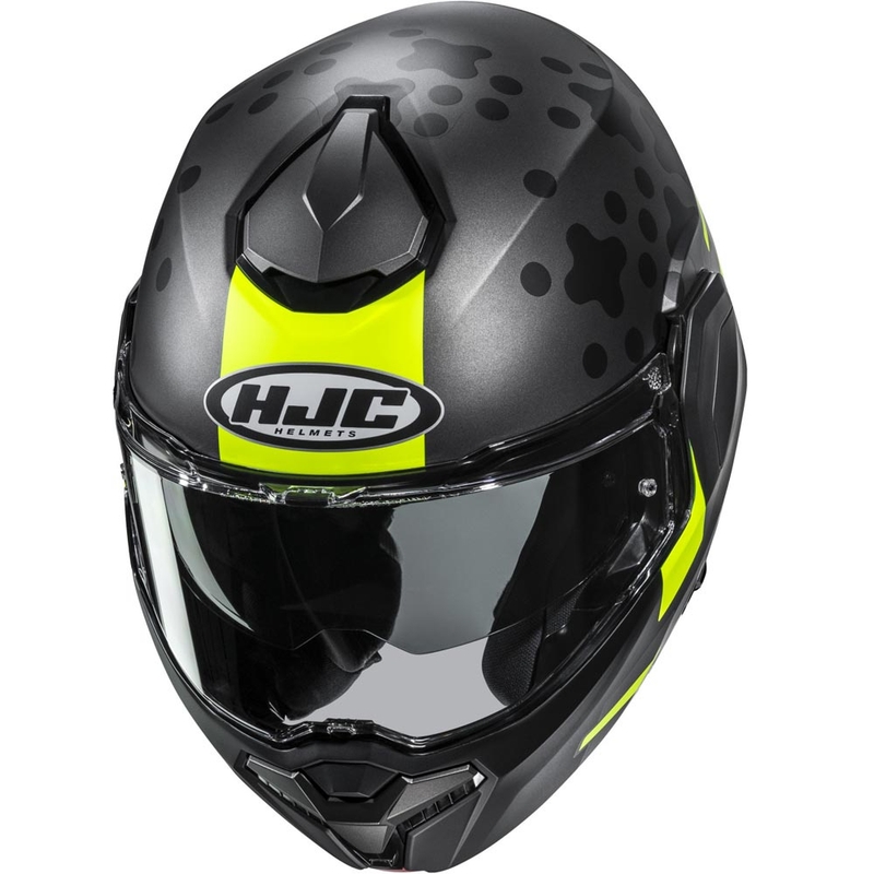 Cască de motocicletă pliabilă HJC i101 Astel MC3HSF negru-gri-galben fluo