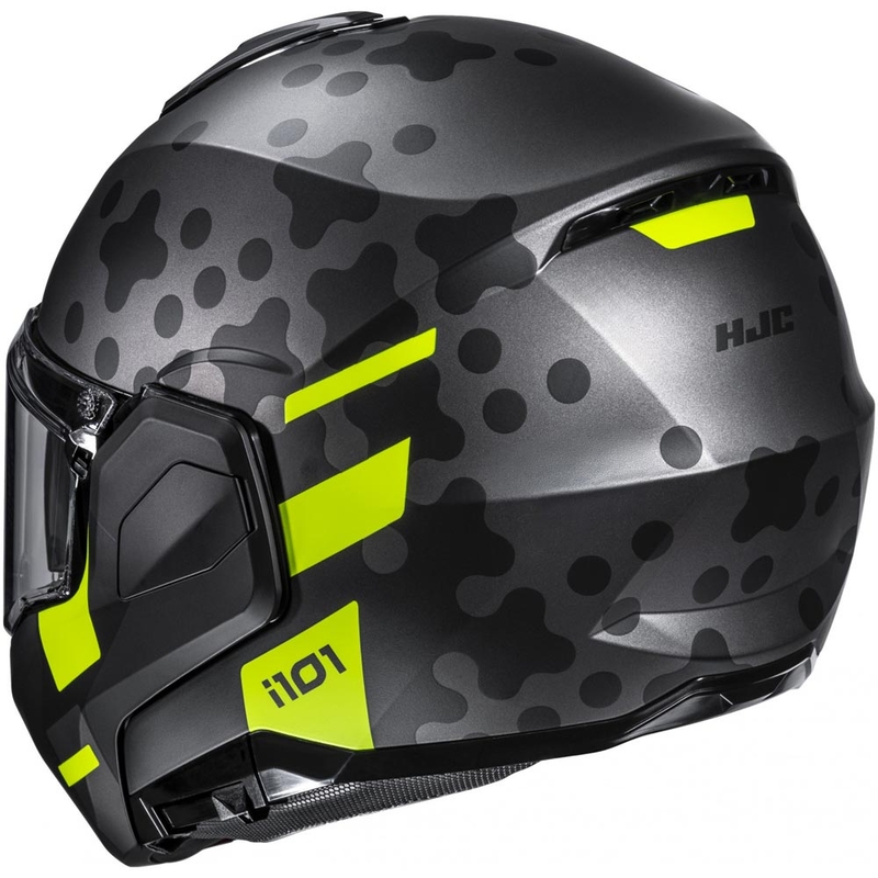Cască de motocicletă pliabilă HJC i101 Astel MC3HSF negru-gri-galben fluo