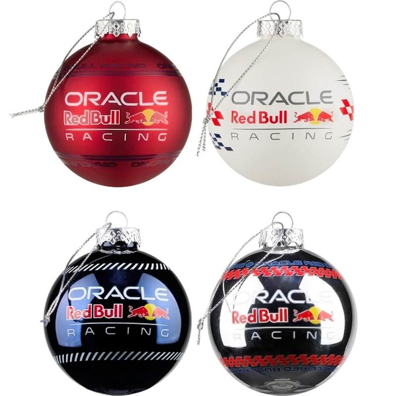 Set decorațiuni de Crăciun Oracle Red Bull Racing colorate 4 buc.