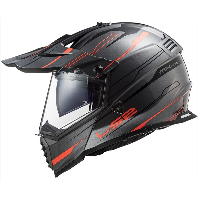 Cască de enduro LS2 MX436 Pioneer EVO Knight titanium-orange