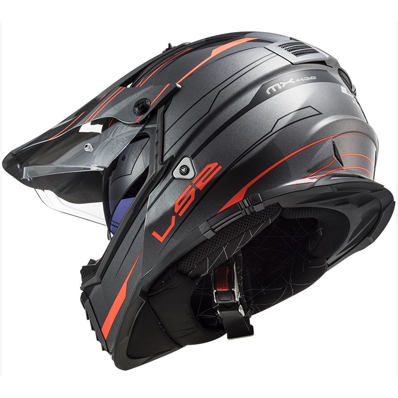Cască de enduro LS2 MX436 Pioneer EVO Knight titanium-orange