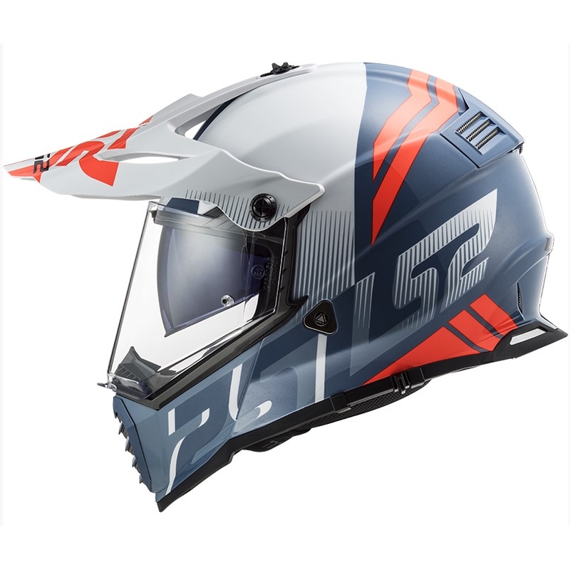 Cască de enduro LS2 MX436 Pioneer EVO Evolve alb-albastru-portocaliu