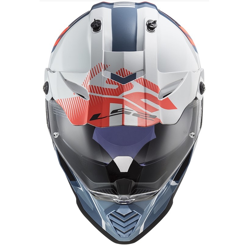 Cască de enduro LS2 MX436 Pioneer EVO Evolve alb-albastru-portocaliu