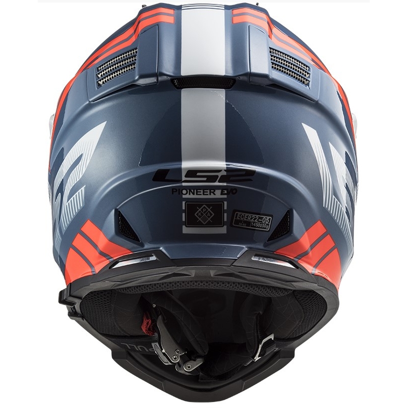 Cască de enduro LS2 MX436 Pioneer EVO Evolve alb-albastru-portocaliu