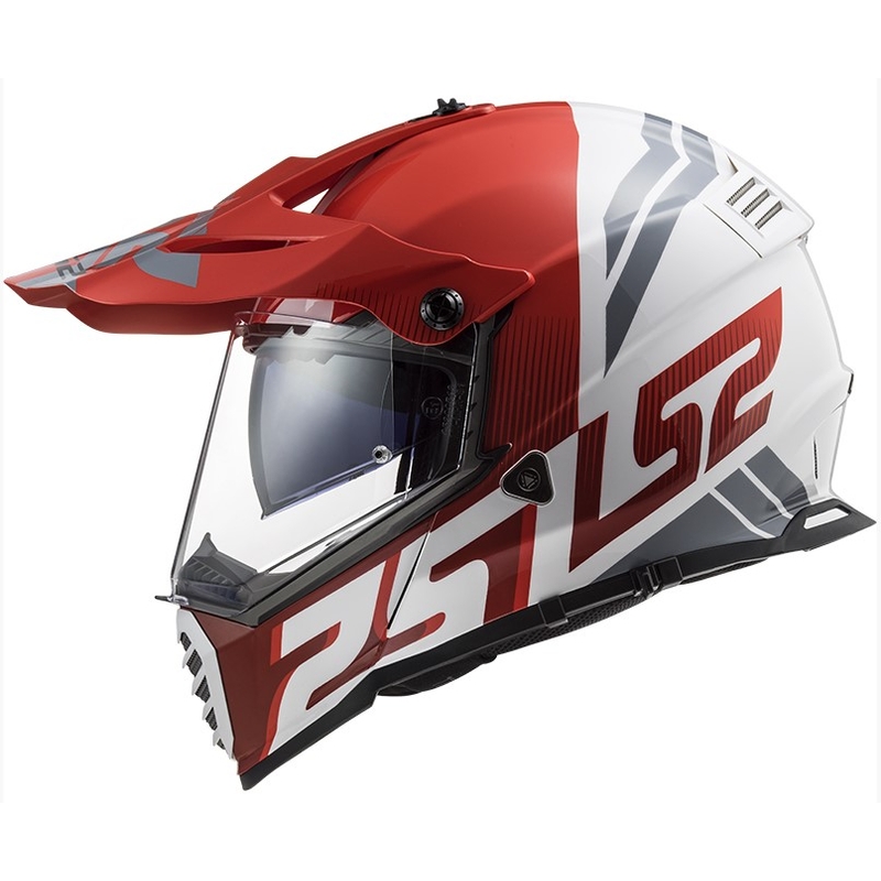 Cască de enduro LS2 MX436 Pioneer EVO Evolve alb-gri-roșu