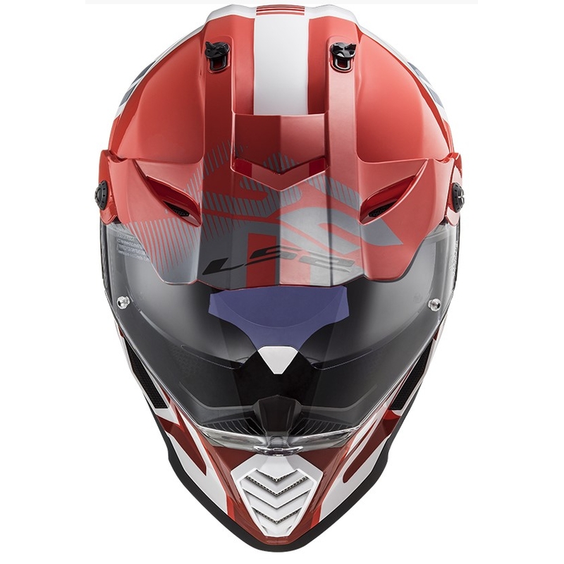 Cască de enduro LS2 MX436 Pioneer EVO Evolve alb-gri-roșu