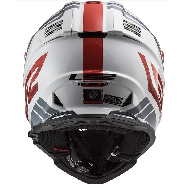 Cască de enduro LS2 MX436 Pioneer EVO Evolve alb-gri-roșu
