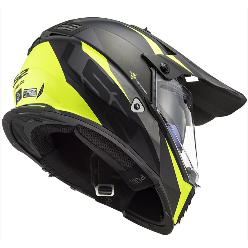 Cască de enduro LS2 MX436 Pioneer EVO Router negru-galben-fluo