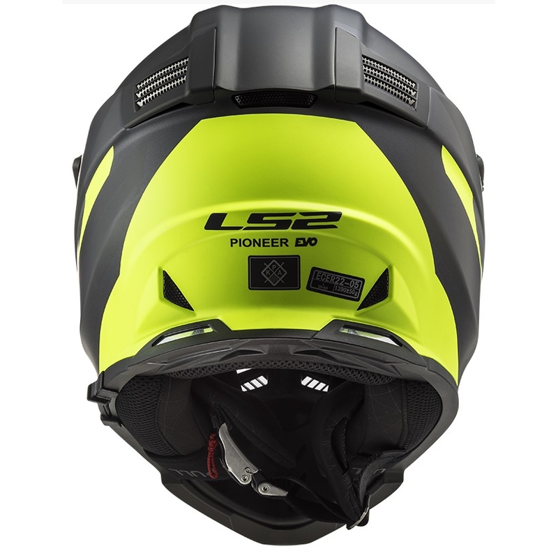 Cască de enduro LS2 MX436 Pioneer EVO Router negru-galben-fluo