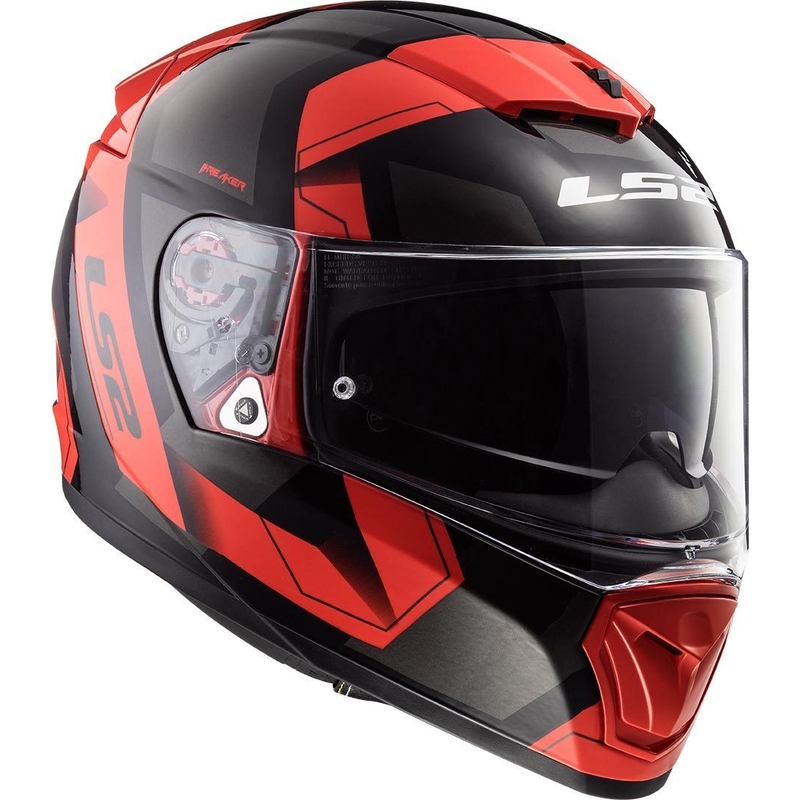 Cască de motociclist LS2 FF390 Breaker Physics neagră și roșie integrală pentru motociclete