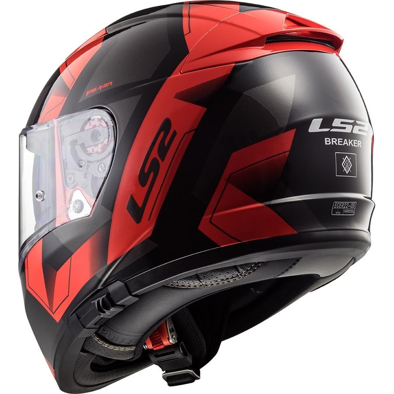 Cască de motociclist LS2 FF390 Breaker Physics neagră și roșie integrală pentru motociclete