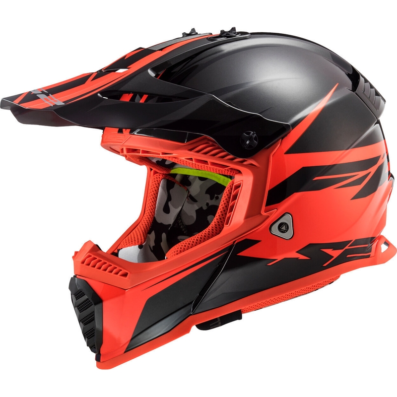 Casca de motocross LS2 MX437 Fast Evo Roar negru-roșu lichidare