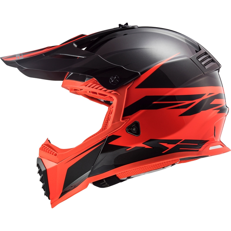 Casca de motocross LS2 MX437 Fast Evo Roar negru-roșu lichidare