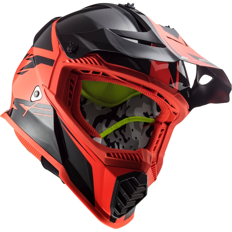 Casca de motocross LS2 MX437 Fast Evo Roar negru-roșu lichidare