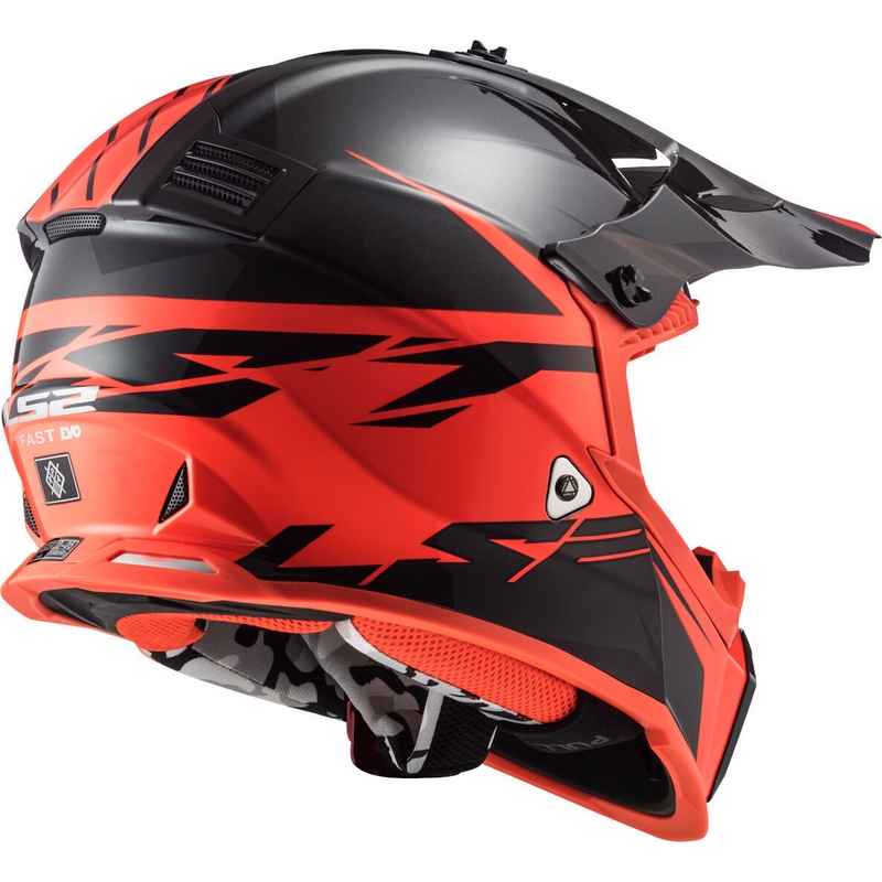 Casca de motocross LS2 MX437 Fast Evo Roar negru-roșu lichidare