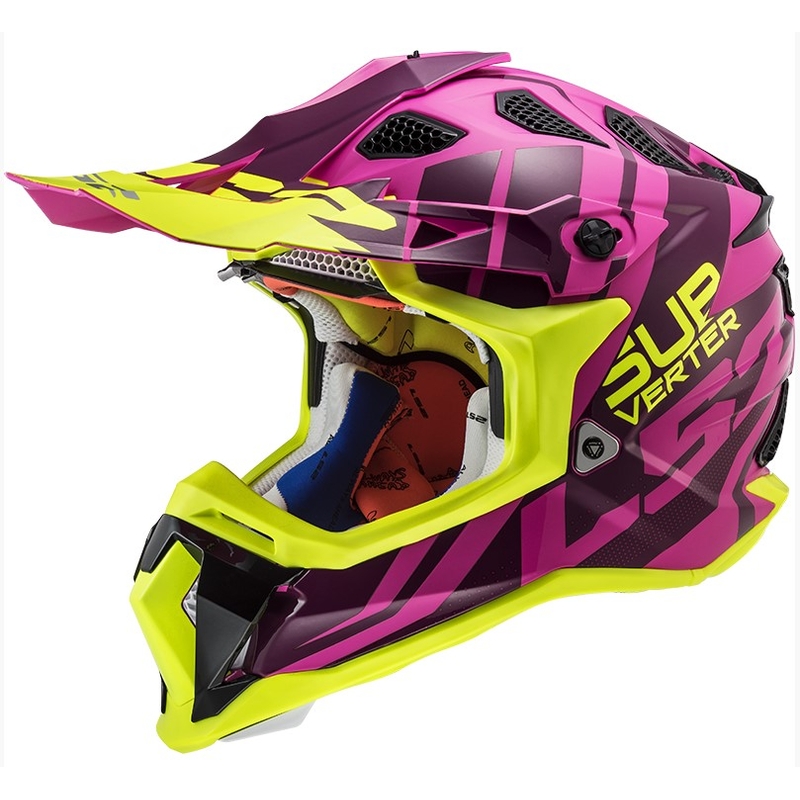 Casca de motocross LS2 MX470 Subverter Troop roz-fluo galben lichidare