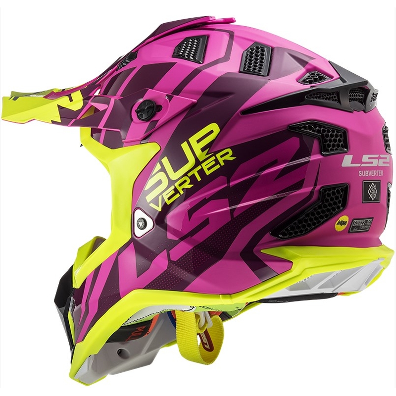 Casca de motocross LS2 MX470 Subverter Troop roz-fluo galben lichidare