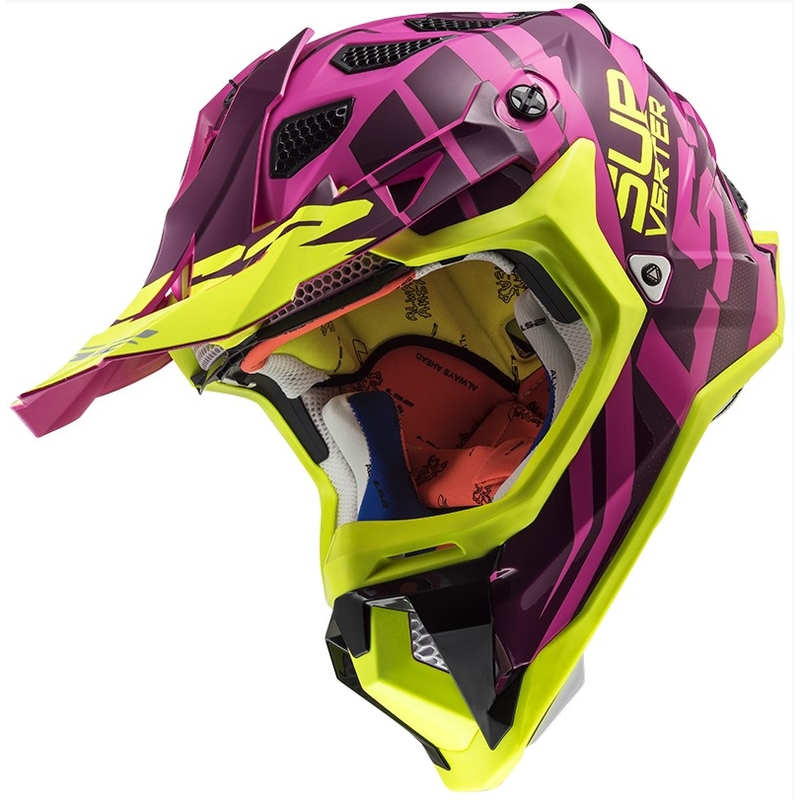 Casca de motocross LS2 MX470 Subverter Troop roz-fluo galben lichidare