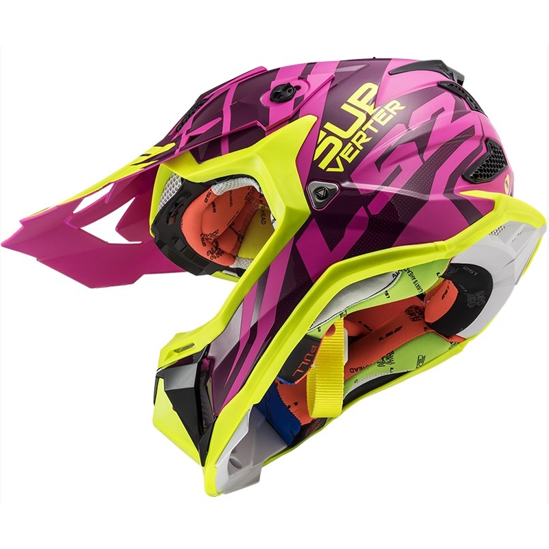 Casca de motocross LS2 MX470 Subverter Troop roz-fluo galben lichidare