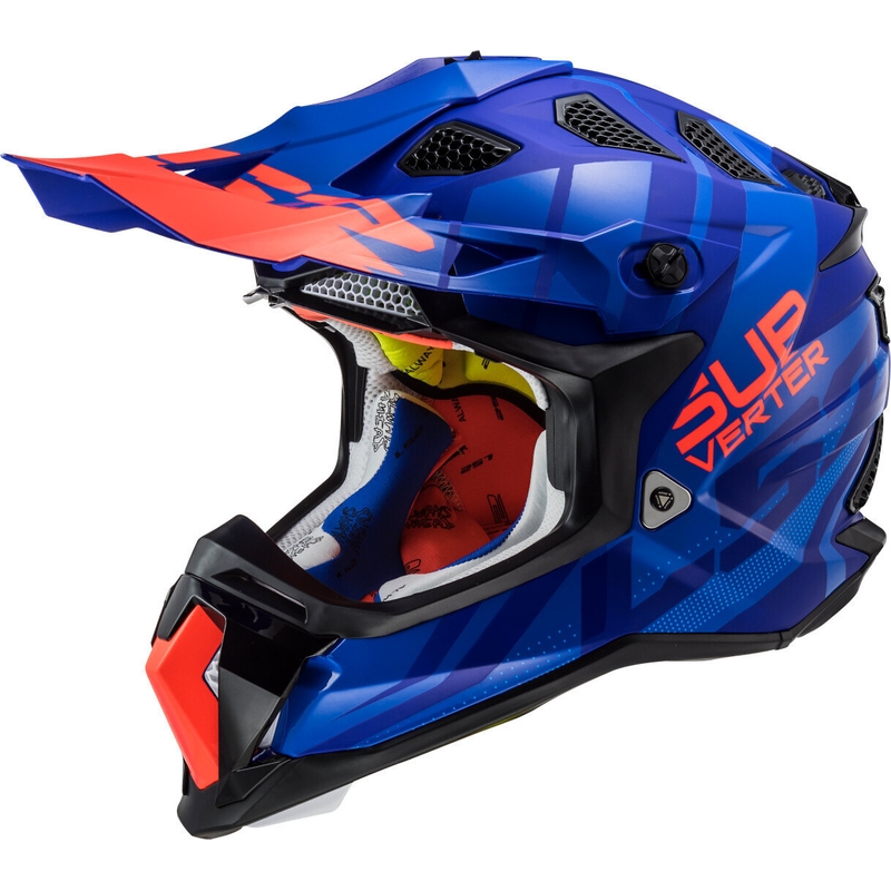 Casca de motocross LS2 MX470 Subverter Troop albastru-portocaliu lichidare
